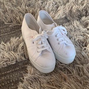 SUPERGA WHITE PLATFORM SNEAKERS